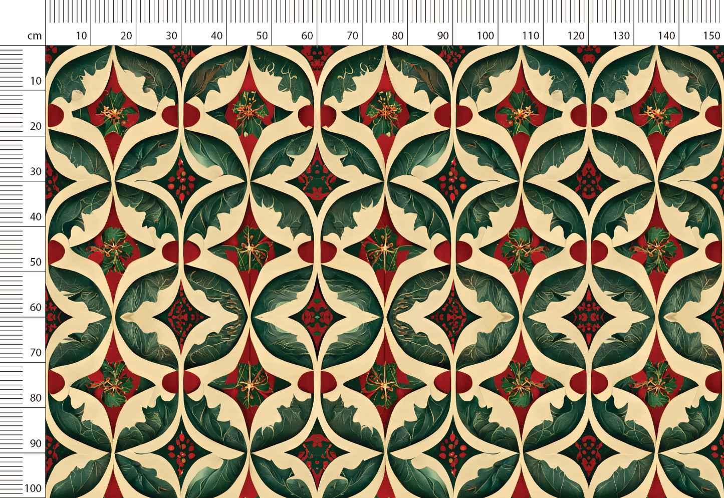 Christmas Print Linen By The Yard or Meter, Art Nouveau Style Print Linen Fabric For Bedding, Curtains, Clothing & Upholstery