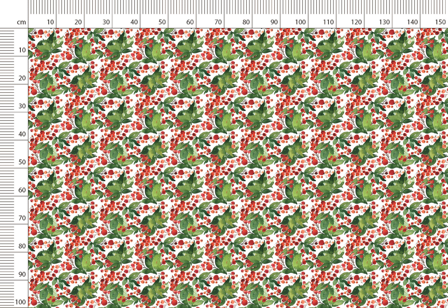 Christmas Print Linen By The Yard or Meter, Vintage Red Berries Print Linen Fabric For Bedding, Curtains, Clothing & Upholstery