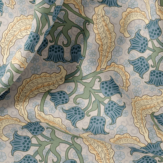 Vintage Linen By The Yard or Meter, Vintage Floral Ethnic Print Linen Fabric For Bedding, Curtains, Clothing, Pillow Covers & Upholstery