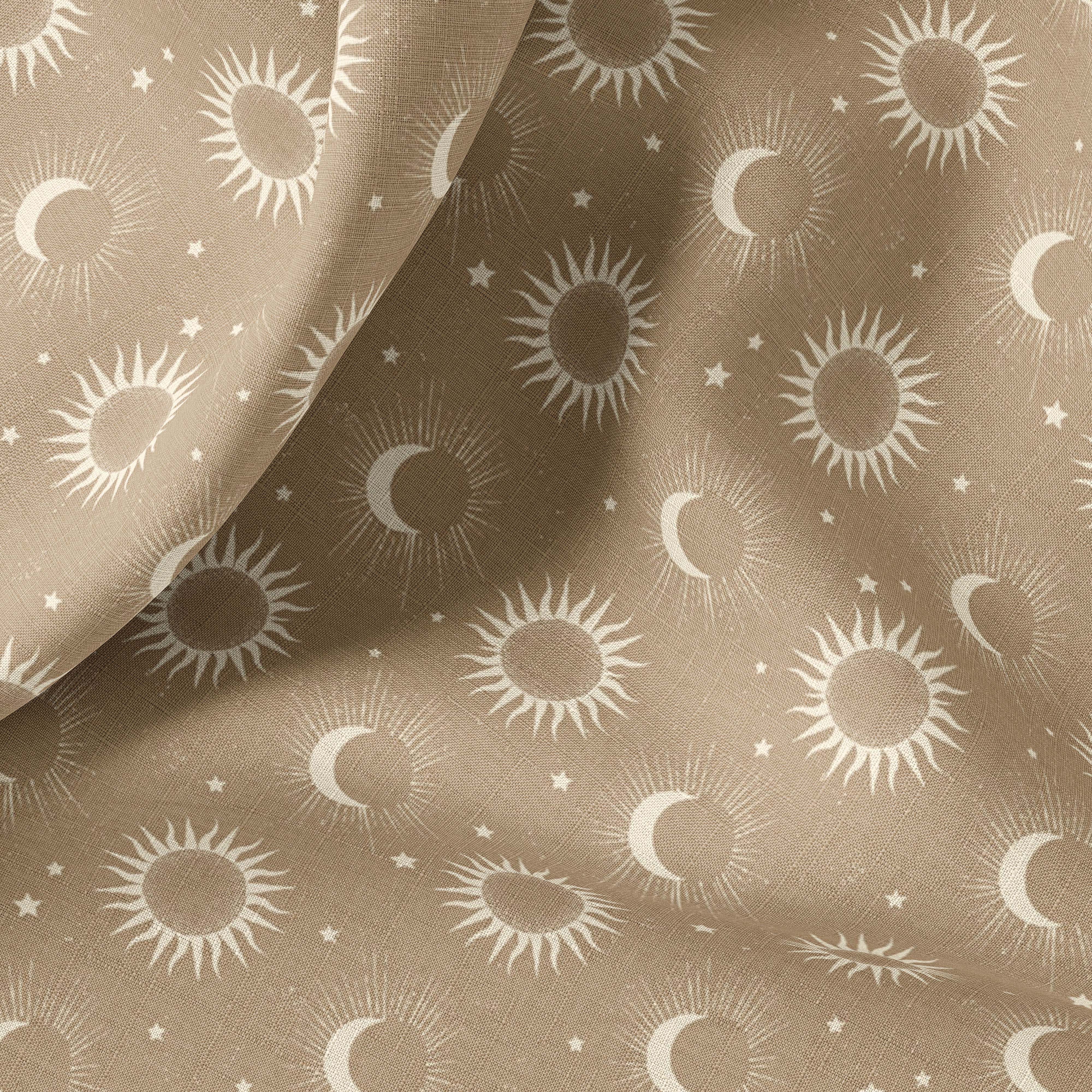 Vintage Linen By The Yard or Meter, Vintage Stars Celestial Print