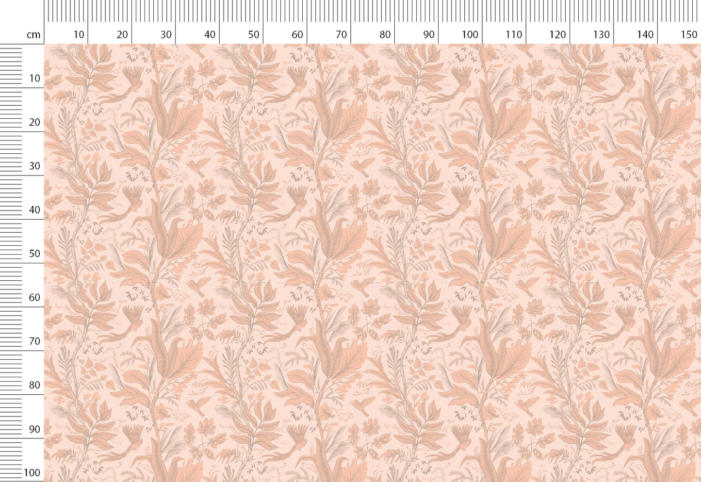 Vintage Linen Fabric by the yard or meter. Vintage Tropical Peach Pink Color Print Linen For Bedding, Curtains, and Clothing..