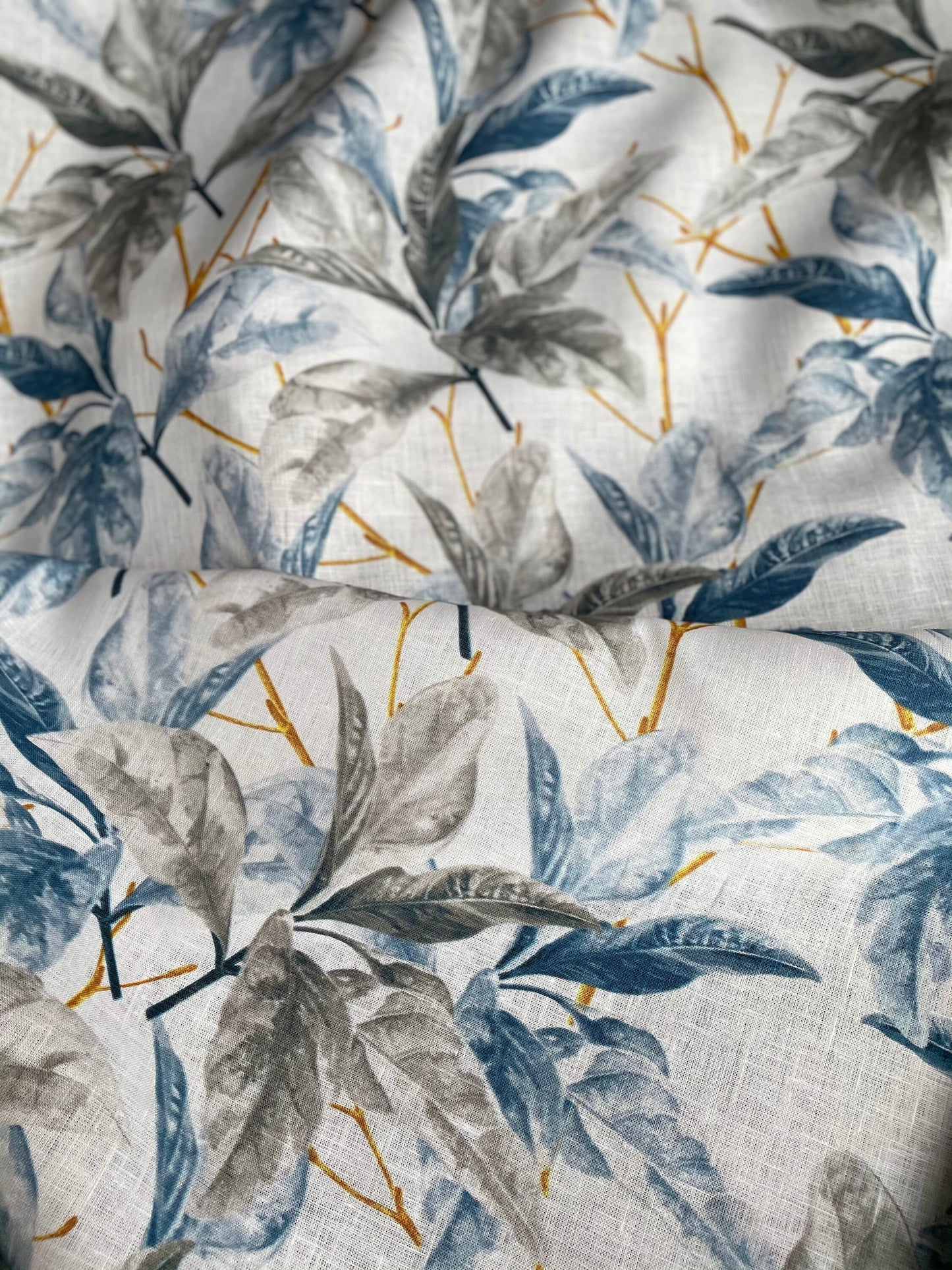 Floral Linen Fabric By The Yard Natural Stonewashed Linen Fabric For Clothing & Home Textile - Width 148 cm/1.62yd