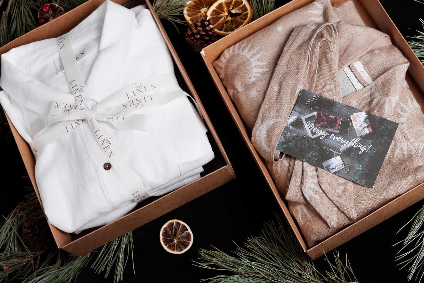 Linen Gift Wrap. Organic Christmas Wrap Packing.