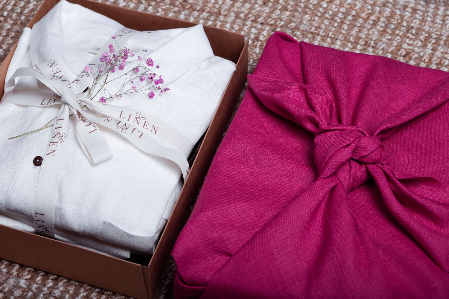 Linen Gift Wrap. Organic Christmas Wrap Packing.
