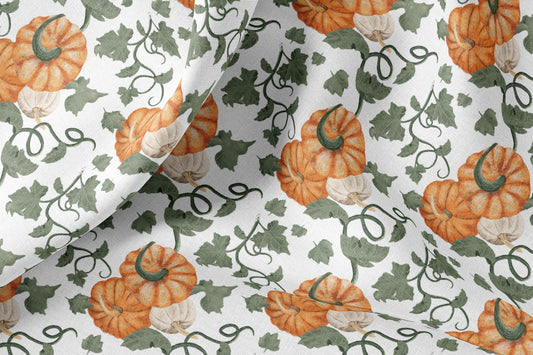 Vintage Linen By The Yard Halloween Pumpkin Print Linen Fabric For Bedding, Curtains, Dresses, Clothing, Table Cloth & Pillow Covers