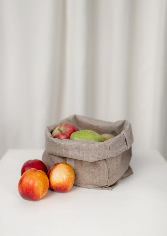 Reusable Lunch Bag. Zero-waste Organic Linen Food Bag.