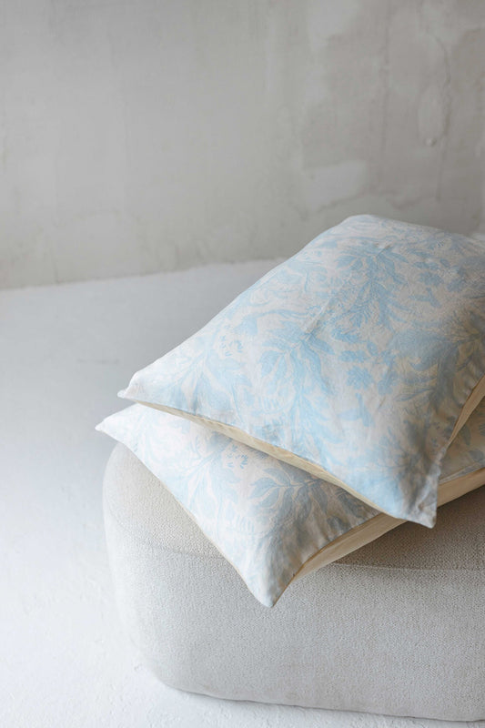Luxury Linen Pillow Cover with Vintage Tropical Print