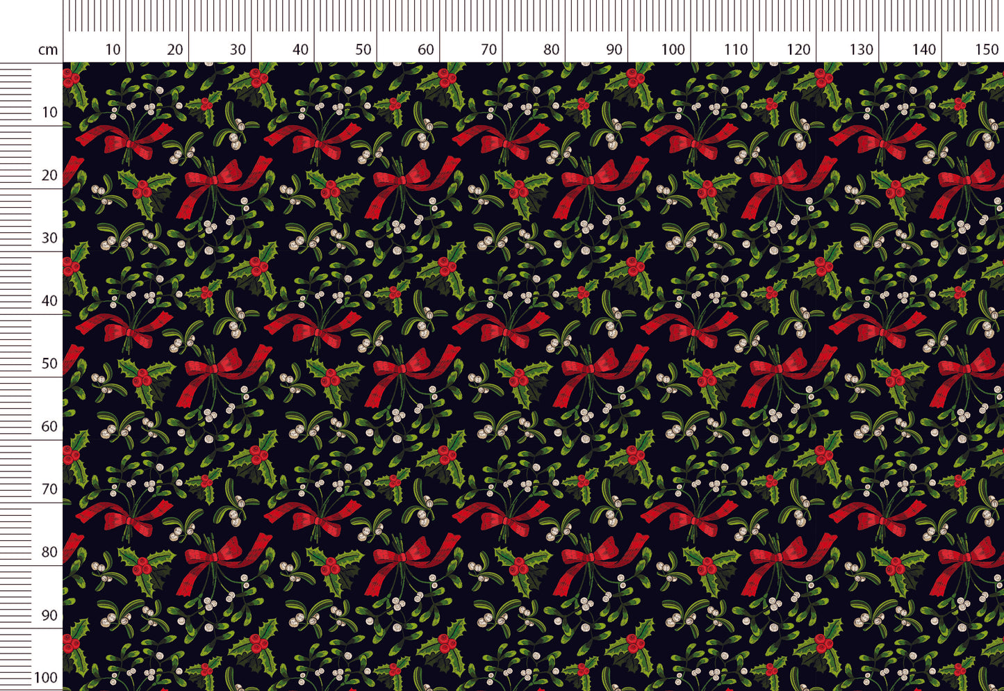 Christmas Print Linen By The Yard or Meter, Vintage Mistletoe Knitted Print Linen Fabric For Bedding, Curtains, Clothing & Upholstery
