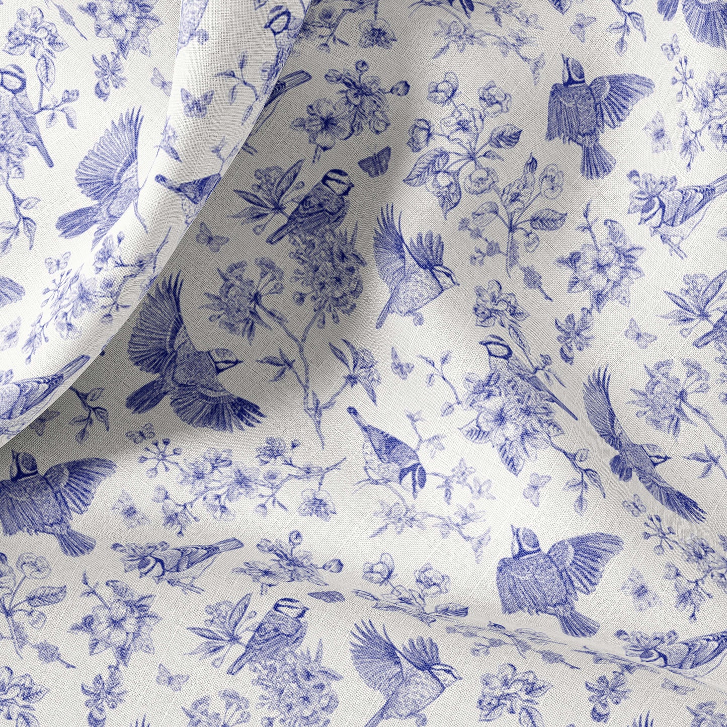 Vintage Linen By The Yard French Toile de Jouy Print Linen Fabric For Bedding, Curtains, Dresses, Clothing, Table Cloth & Pillow Covers