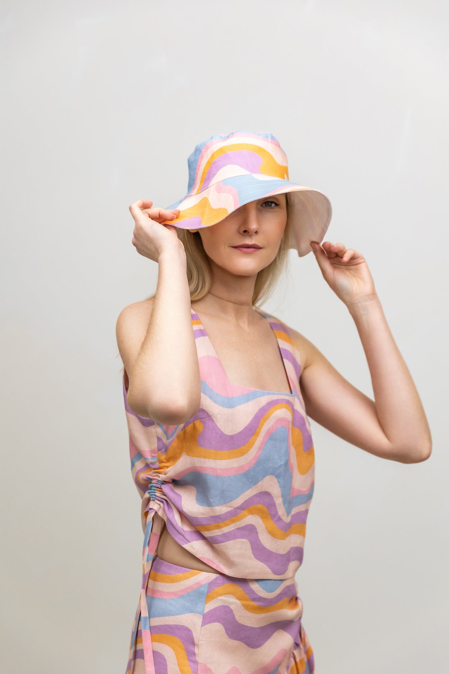 Linen Summer Hat with a Print