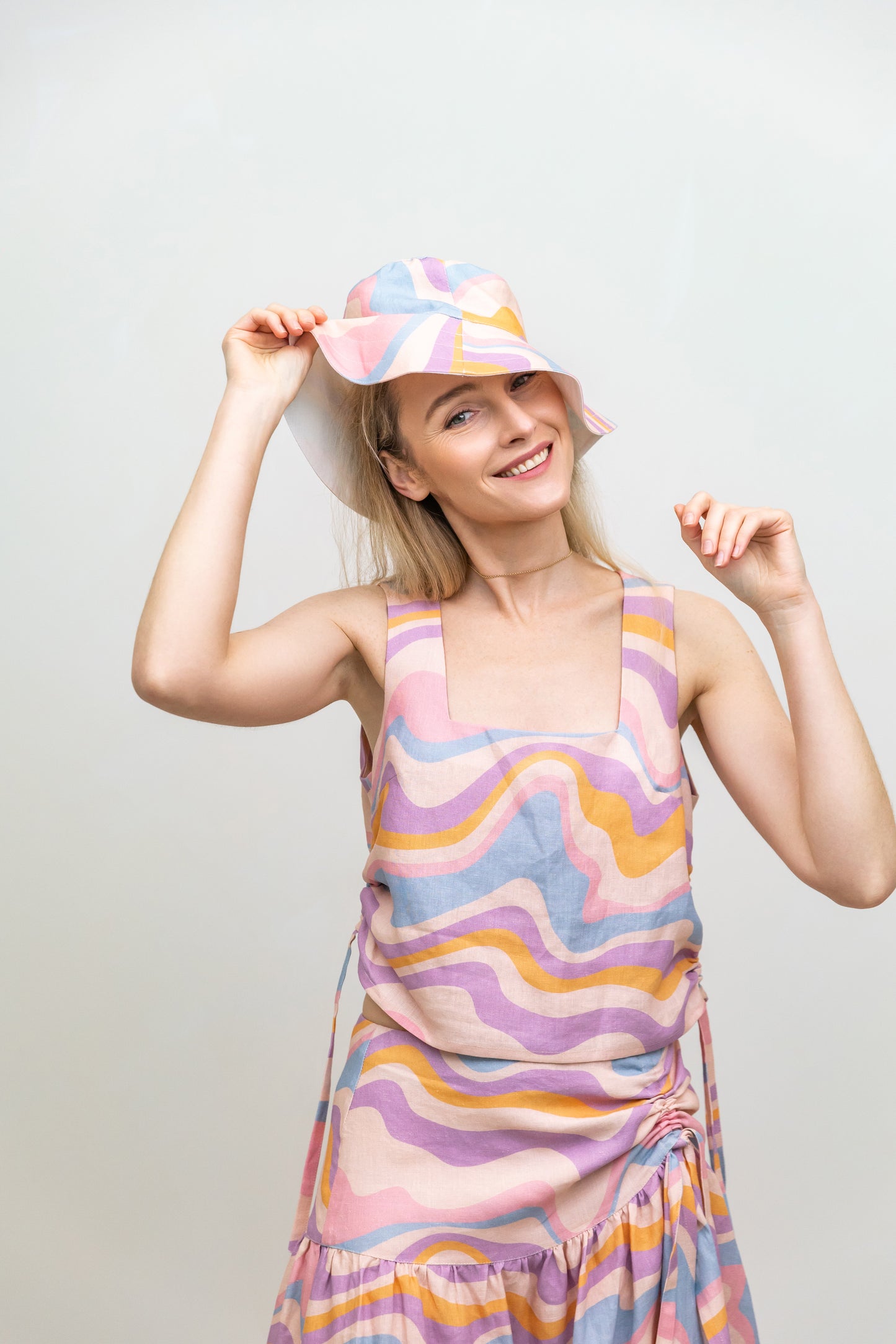 Linen Summer Hat with a Print