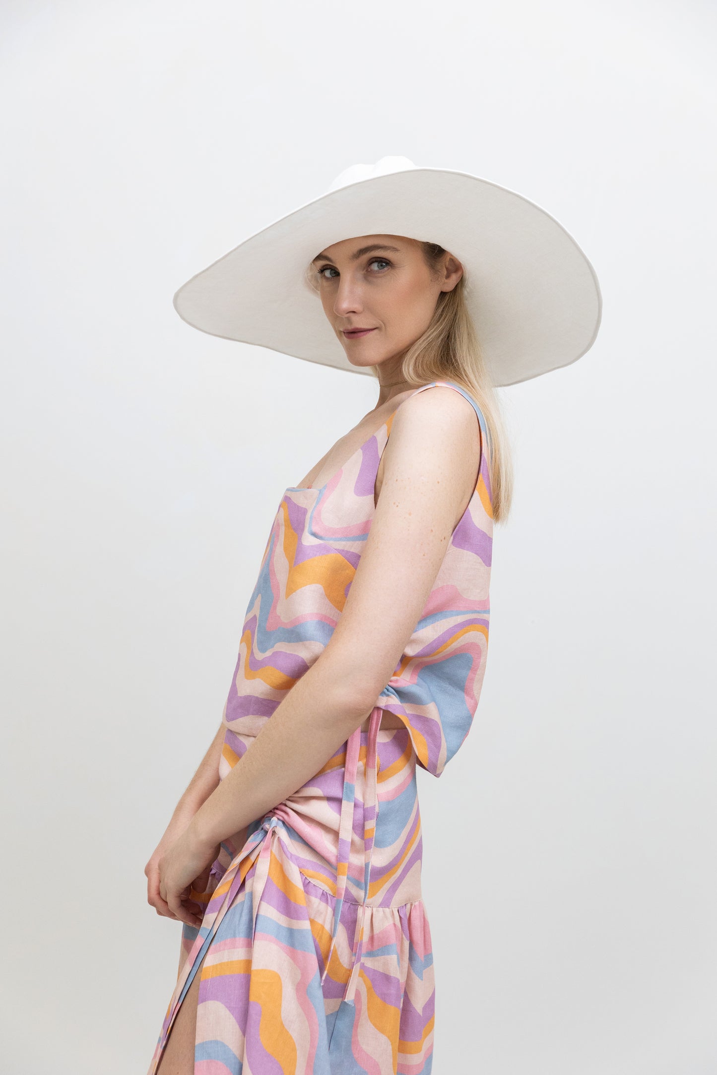 Linen Summer Hat with Extra Wide Brim