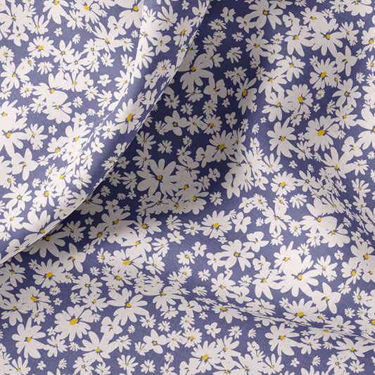 Retro Floral Print Linen By The Yard or Meter, Retro Ditsy Flowers Print Linen Fabric For Clothing, Bedding, Curtains & Upholstery