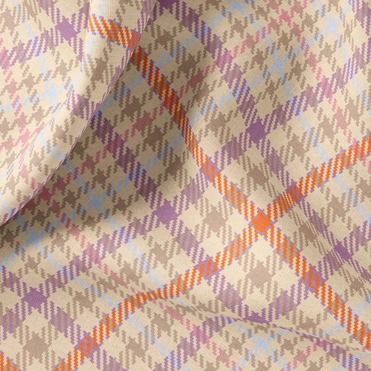 Retro Plaid Print Linen By The Yard or Meter, Retro Checkered Print Linen Fabric For Clothing, Bedding, Curtains & Upholstery