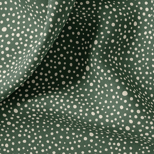 Retro Print Linen By The Yard or Meter, Retro Polka Dots Print Linen Fabric For Clothing, Bedding, Curtains & Upholstery