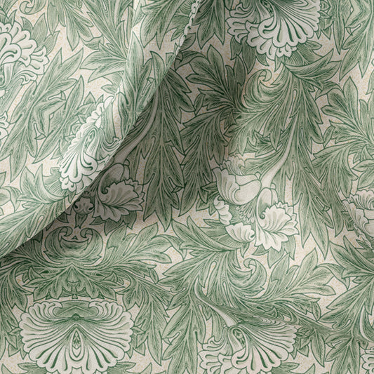 Vintage Linen By The Yard or Meter, Vintage Green Tulip Print Linen Fabric For Bedding, Curtains, Clothing, Pillow Covers & Upholstery