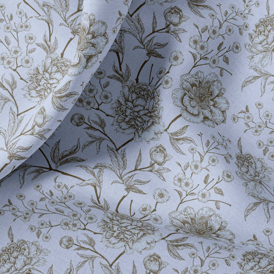 Vintage Linen By The Yard or Meter, Vintage Floral Print Linen Fabric For Bedding, Curtains, Dresses, Clothing, Table Cloth & Pillow Covers