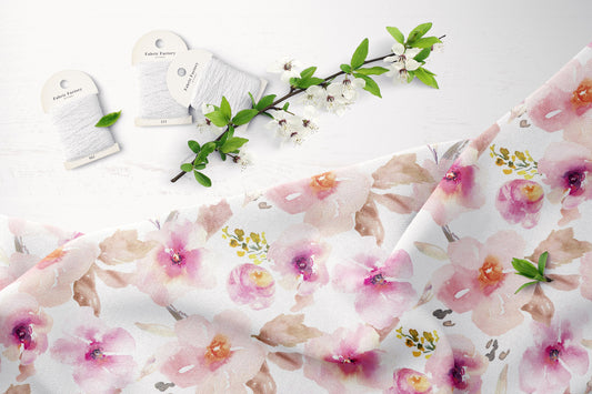Floral Linen Fabric By The Yard Natural Printed Linen Fabric By The Yard For Clothing & Home Textile - Width 148 cm/1.62yd