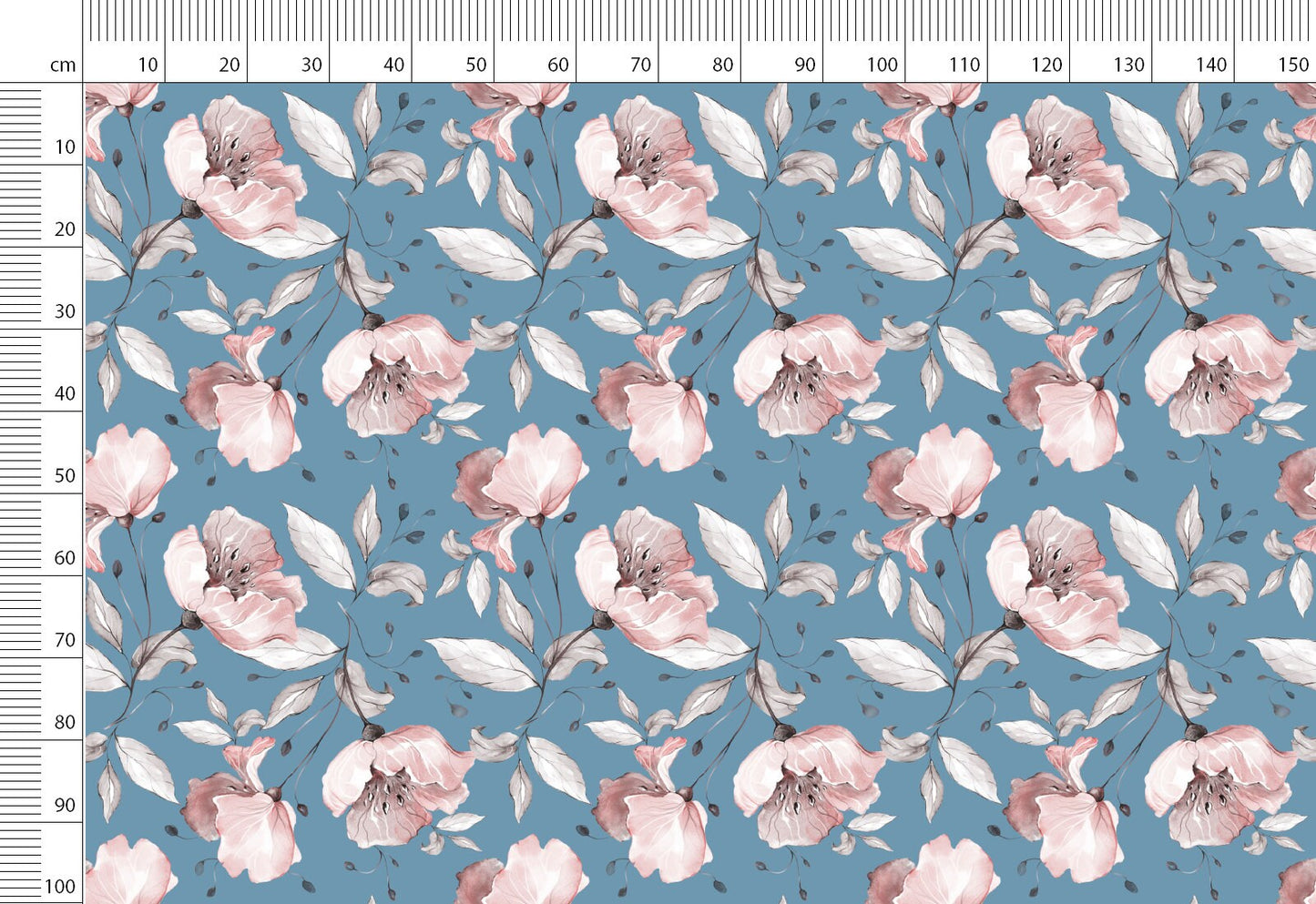 Floral Linen Fabric By The Yard or Meter, Natural Floral Print Linen Fabric For Clothing & Home Textile