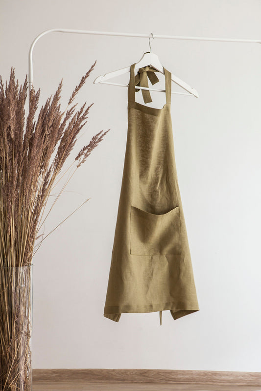 Linen Apron With Pocket