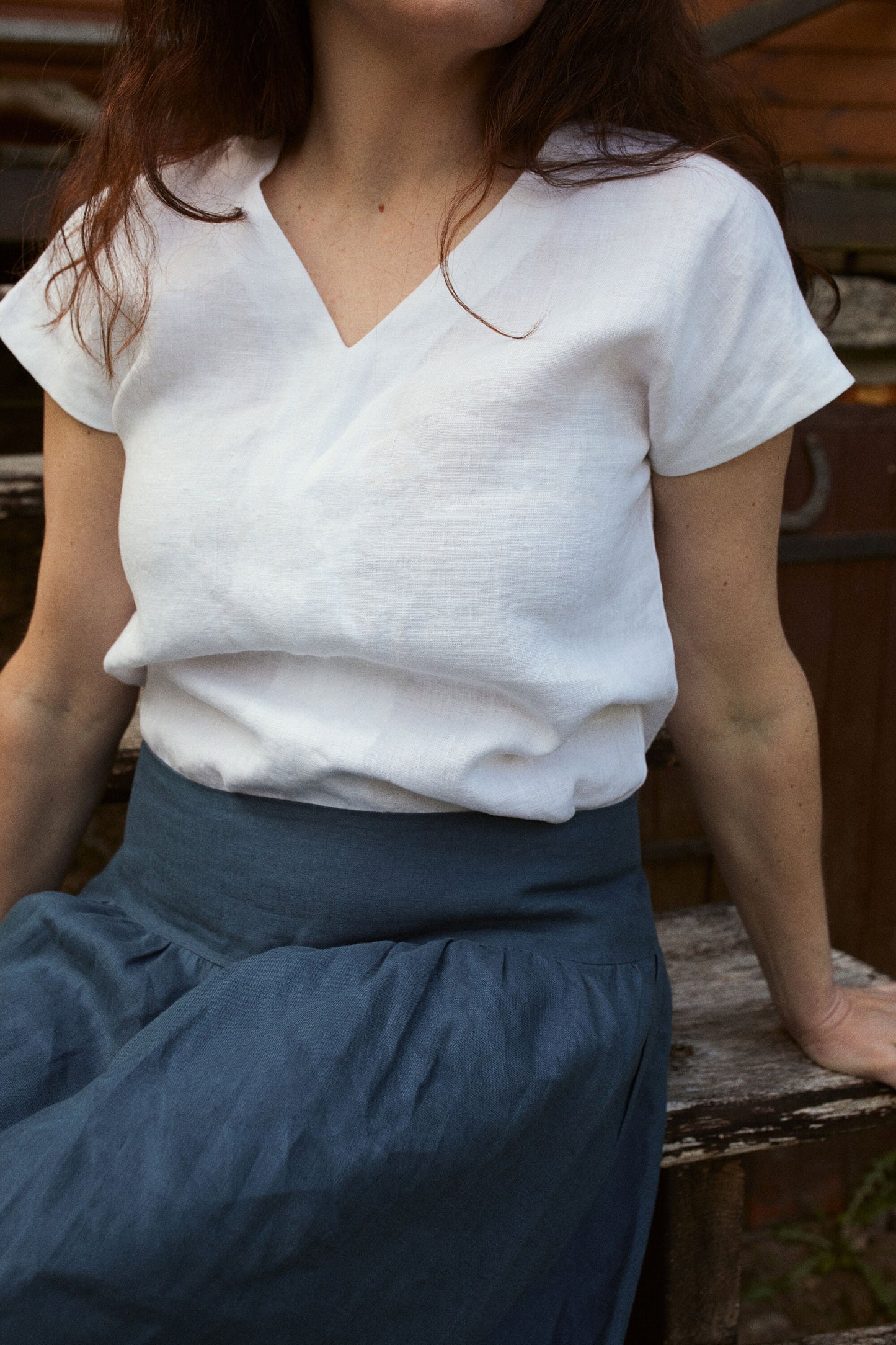 Linen Skirt with Pockets