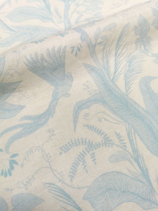 Vintage Linen By The Yard Vintage Tropical Print Linen Fabric For Bedding, Curtains, Dresses, Clothing, Table Cloth & Pillow Covers