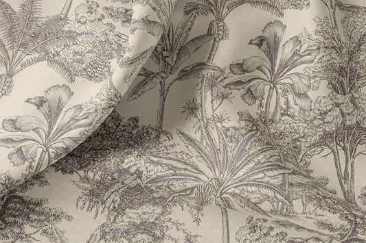 Vintage Linen By The Yard or Meter, Vintage Tropical Print Linen Fabric For Bedding, Curtains, Clothing, Table Cloth & Pillow Covers