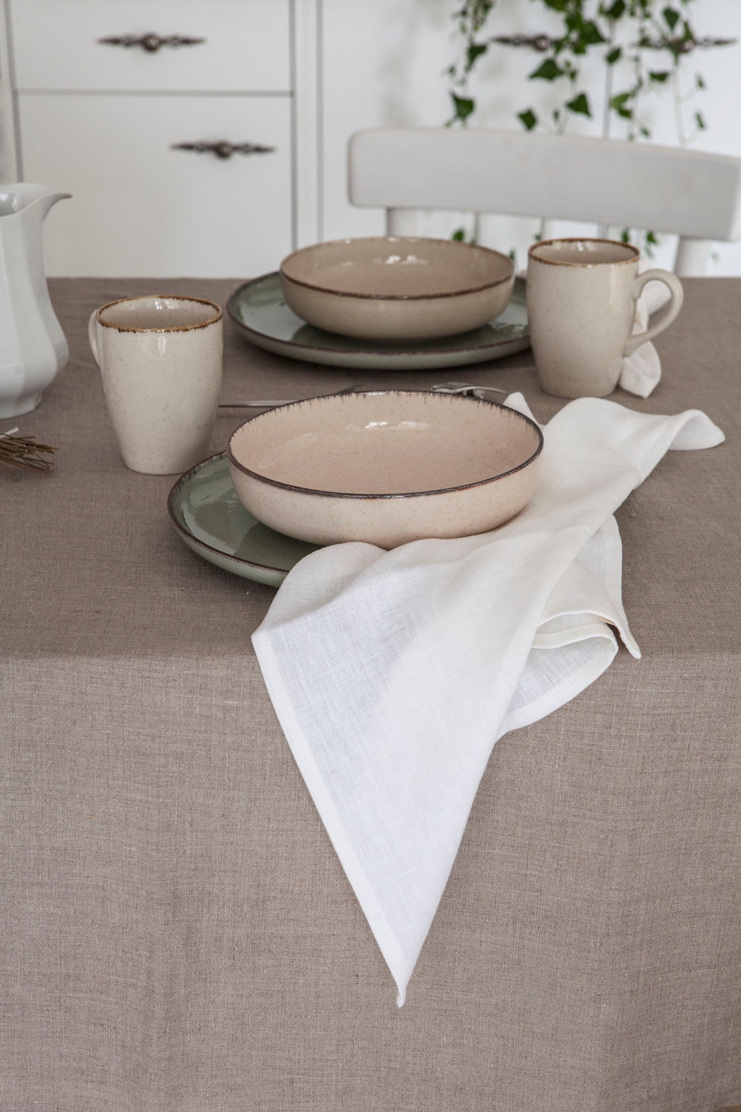 Natural undyed linen tablecloth