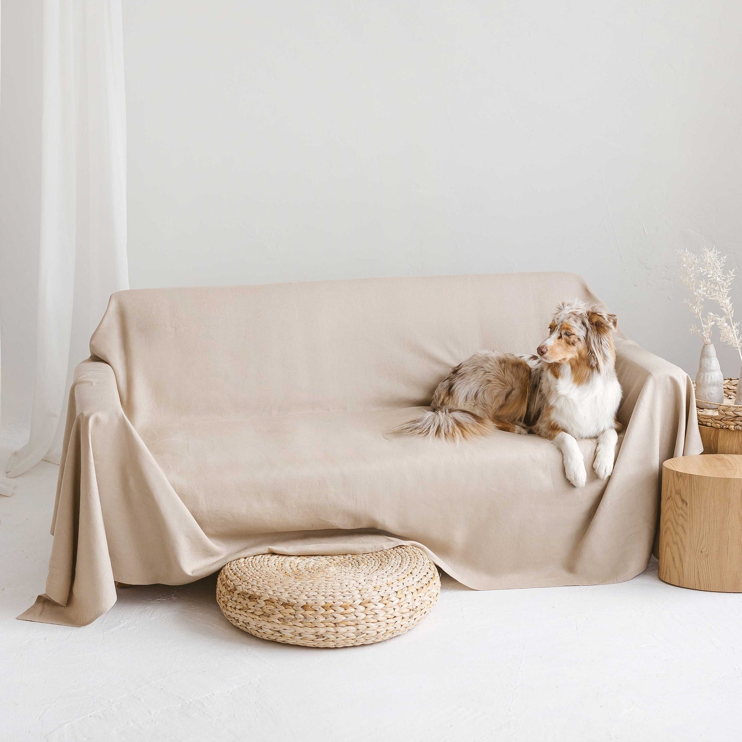 Natural Linen Couch Cover